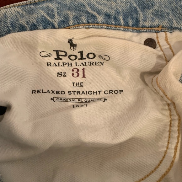 Polo Ralph Lauren Relaxed Straight Crop Jeans - Light Blue Wash Button Fly - Picture 2 of 14